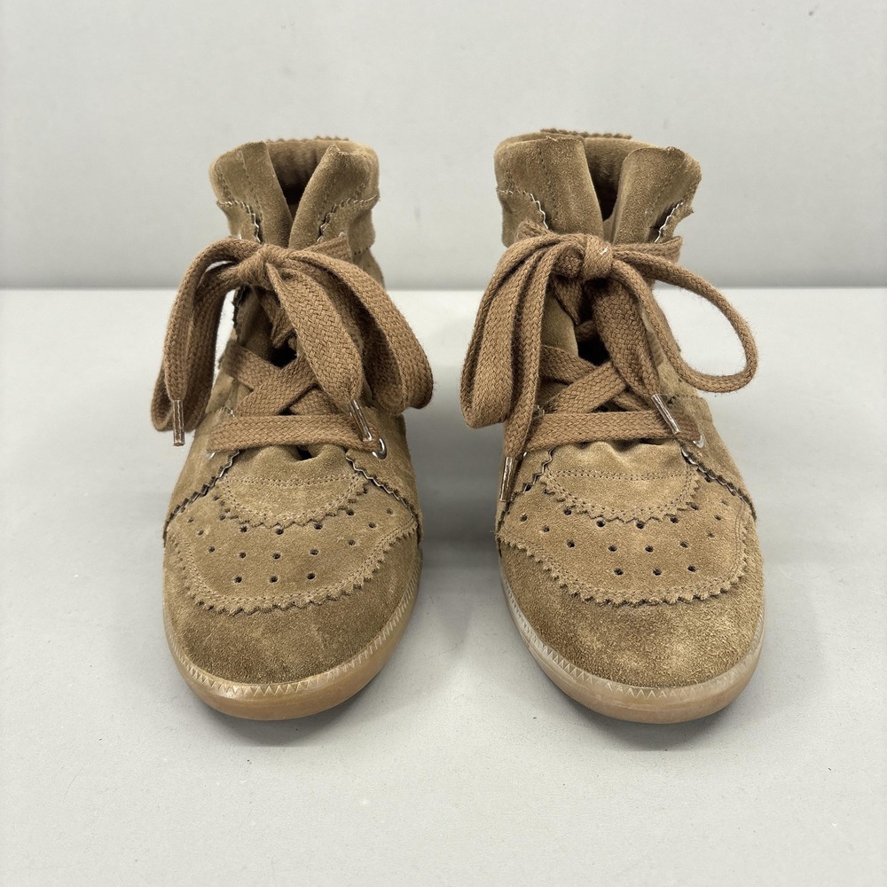 Isabel Marant Shoes Womens Size 8 38 Brown Bobby Suede Hidden Wedge Sneakers - Picture 3 of 11